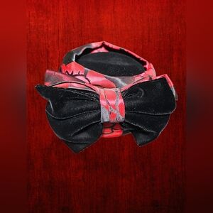 Kokin Vintage Black Velvet and Red Satin Pillbox Hat NWT